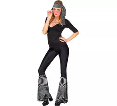 Kit moda per adulti con stampa zebrata argento anni '70: fascia e scaldamuscoli