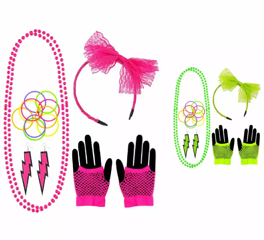 Translation missing: it.Kit Neón en varios colores Años 80: Diadema, Collar, Pulseras, Pendientes y Guantes