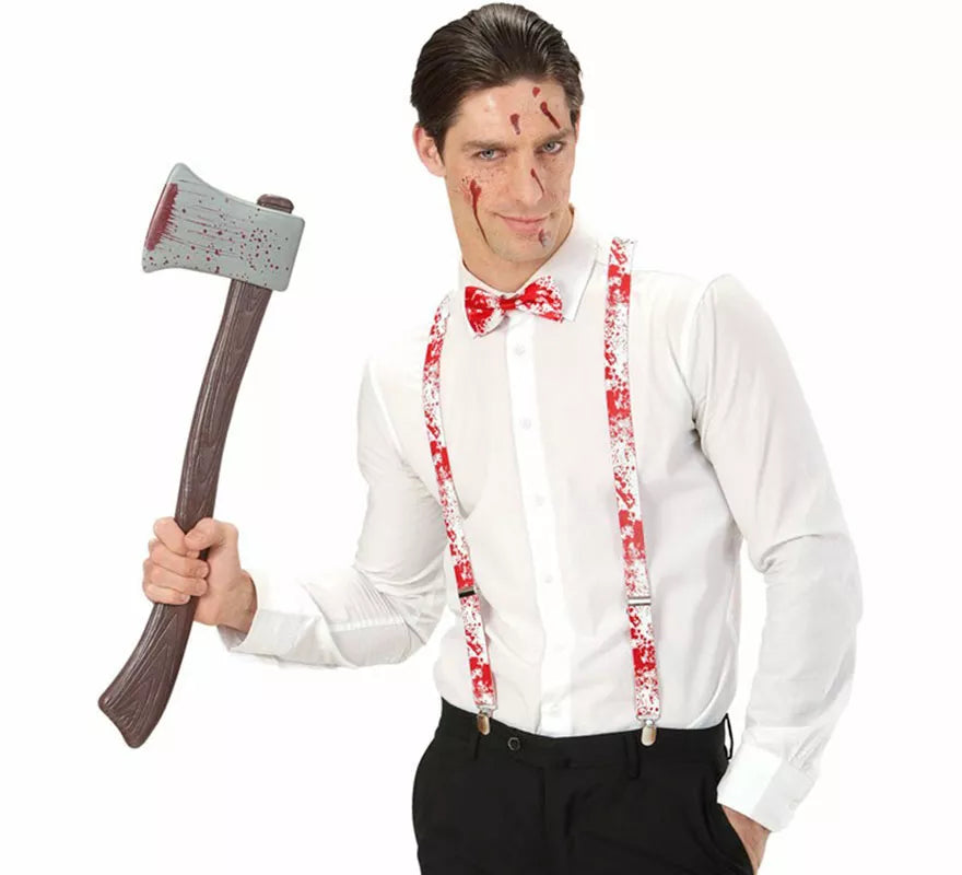 Translation missing: it.Kit o Disfraz de Asesino Psycho para hombre: Tirantes y Pajarita Ensangrentadas