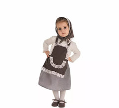 Kit Gonna a Quadretti Castagna o Costume per bambina: Gonna, Grembiule e Fazzoletto