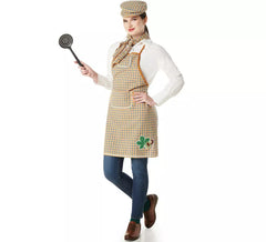 Kit costume da venditrice di castagne per donna: berretto, grembiule e sciarpa