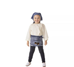 Kit o Costume da Venditore di Castagne a Quadri Blu per bambina
