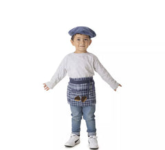 Kit o Costume da Venditore di Castagne a Quadri Blu per bambino