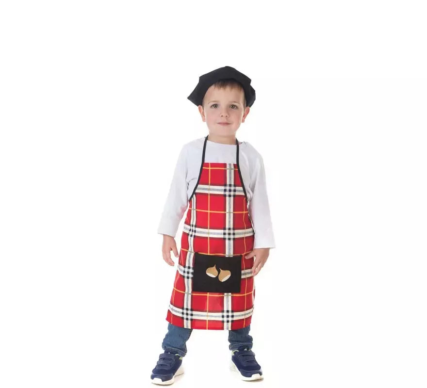 Kit o Disfraz de Castañero Cuadros Rojos para niño