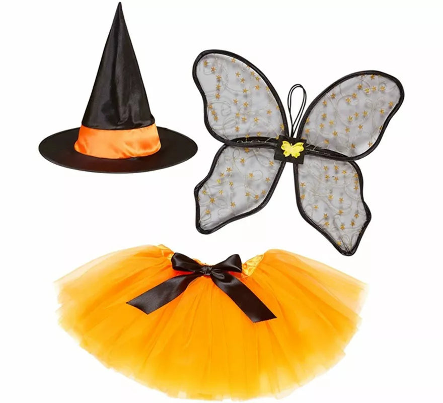 Kit o Disfraz de Hada Bruja para niña: Tutu, Alas y Sombrero