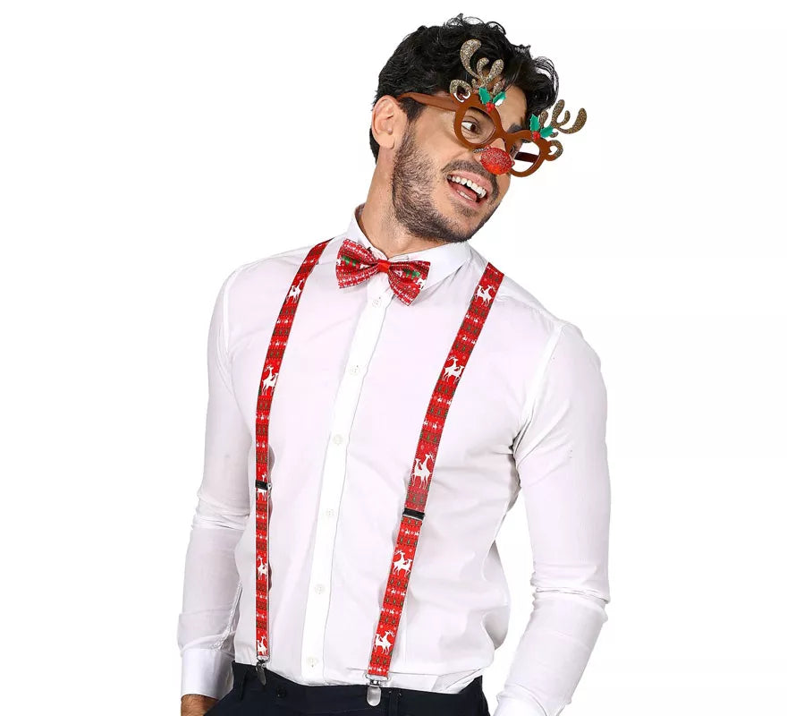 Translation missing: it.Kit Reno de Navidad: Gafas con Nariz y Cuernos, Tirantes y Pajarita