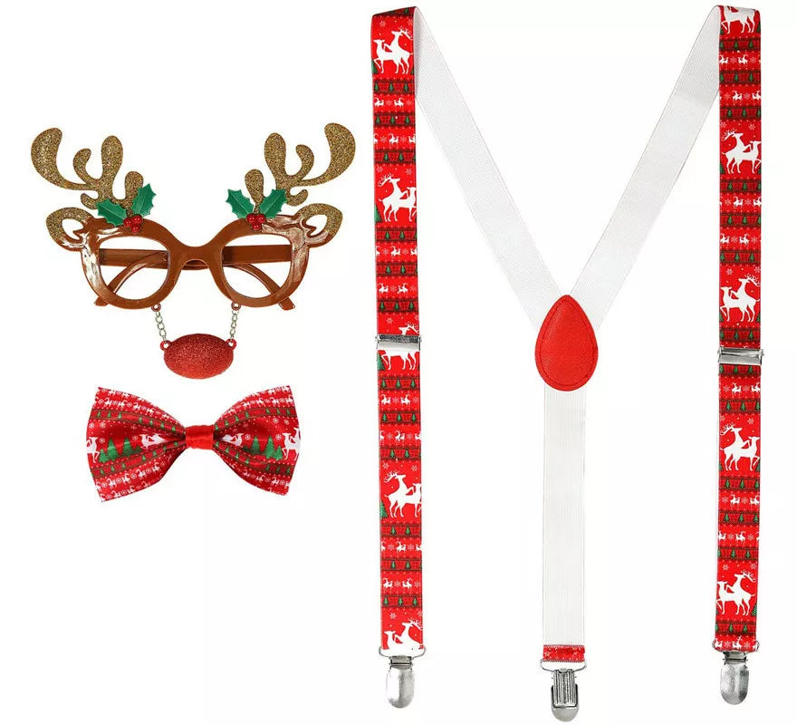 Translation missing: es.Kit Reno de Navidad: Gafas con Nariz y Cuernos, Tirantes y Pajarita