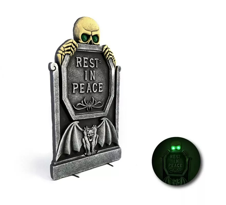 Translation missing: es.Lápida Calavera verde con luz de 65,5x40,5x3 cm