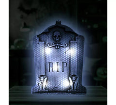 RIP Lapide teschio con luce 9,5x13 cm