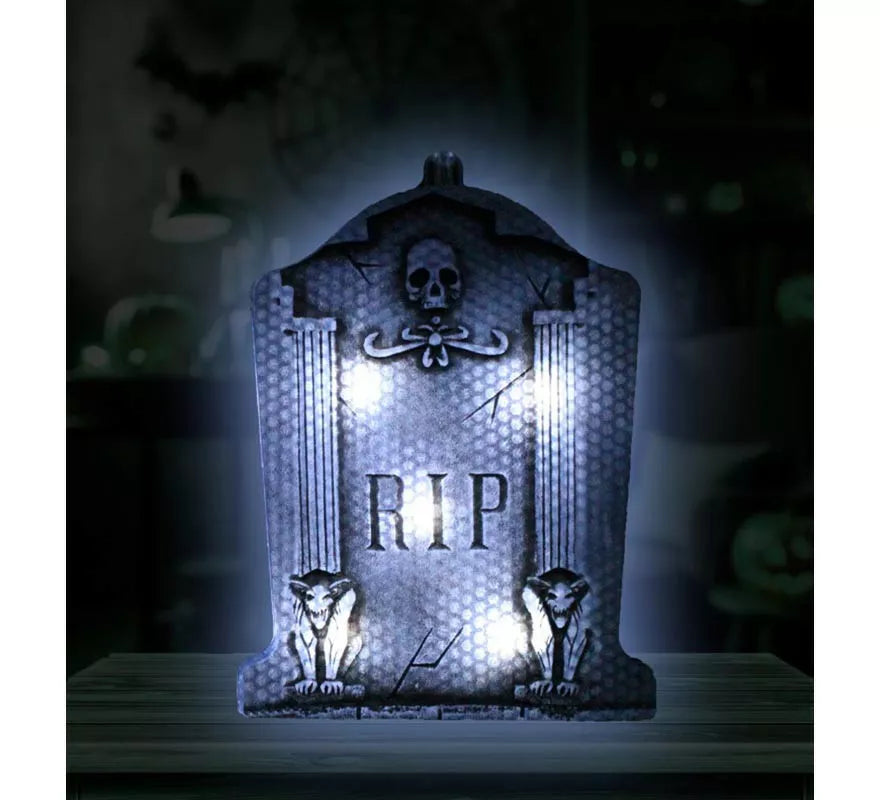 Translation missing: it.Lápida RIP Calavera con luz de 9,5x13 cm
