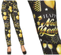 Leggings Happy New Year negro y dorado para mujer