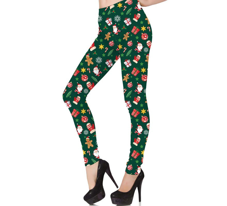 Translation missing: it.Leggings Navideño verde estampado para mujer