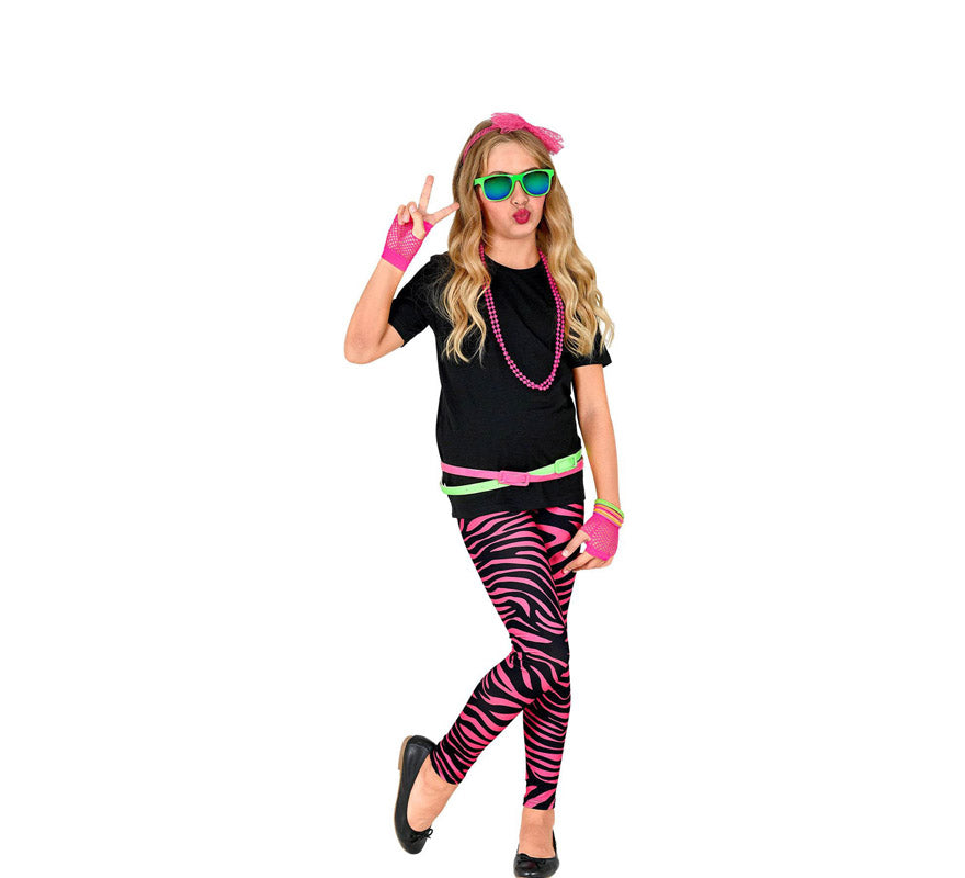 Translation missing: it.Leggings Neón Rosa Animal Print Años 80 Infantiles