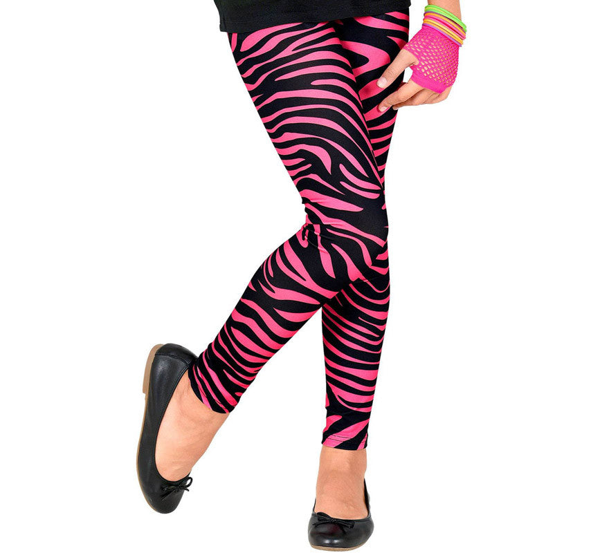 Translation missing: it.Leggings Neón Rosa Animal Print Años 80 Infantiles