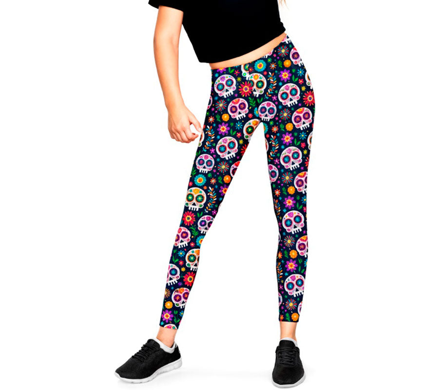 Translation missing: it.Leggins de Calaveras Catrina para niña