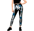 Leggins de Esqueleto con Flores azules para mujer