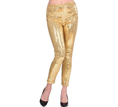 Leggings da donna con paillettes dorate