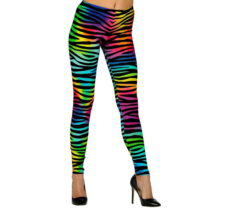 Translation missing: it.Leggins estampado Leopardo Neón multicolor Años 80