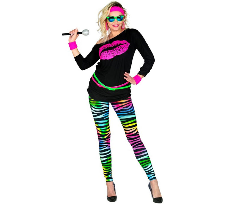 Translation missing: it.Leggins estampado Leopardo Neón multicolor Años 80