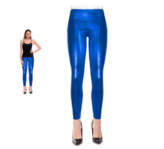 Leggings metallizzati blu scuro da donna