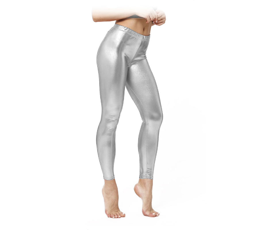 Translation missing: es.Leggins Metalizado plateado para mujer