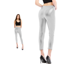 Leggins Metalizado plateado para mujer