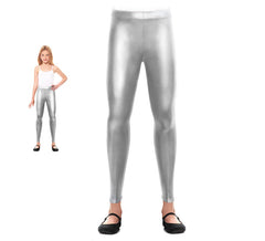 Leggins Metalizado plateado para niña