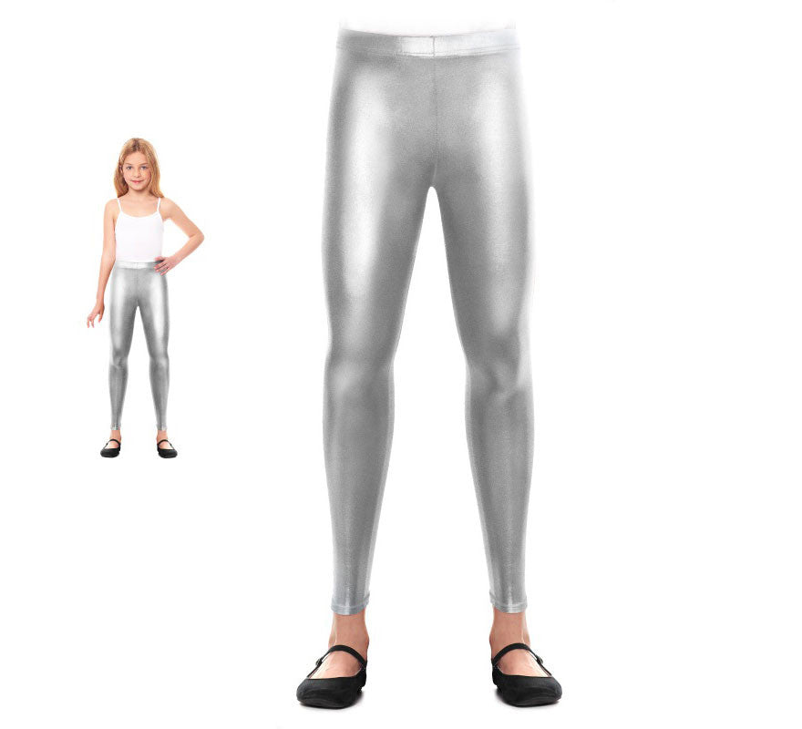 Translation missing: it.Leggins Metalizado plateado para niña