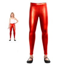 Leggings rossi metallizzati per bambina