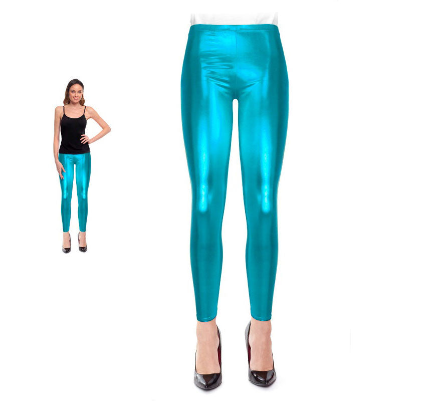 Translation missing: es.Leggins Metalizado turquesa para mujer
