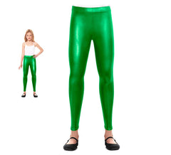 Leggings verdi metallizzati per bambina
