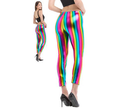 Leggings metallizzati arcobaleno da donna