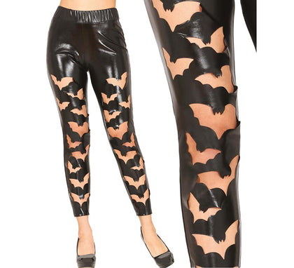 Leggins Murciélagos negros Símil Piel para mujer