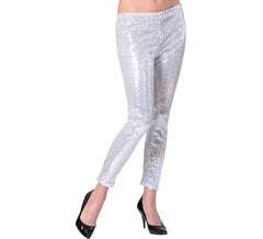 Leggings argento con paillettes da donna