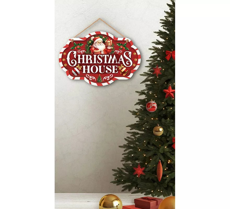 Translation missing: it.Letrero Christmas House rojo de 30x20 cm