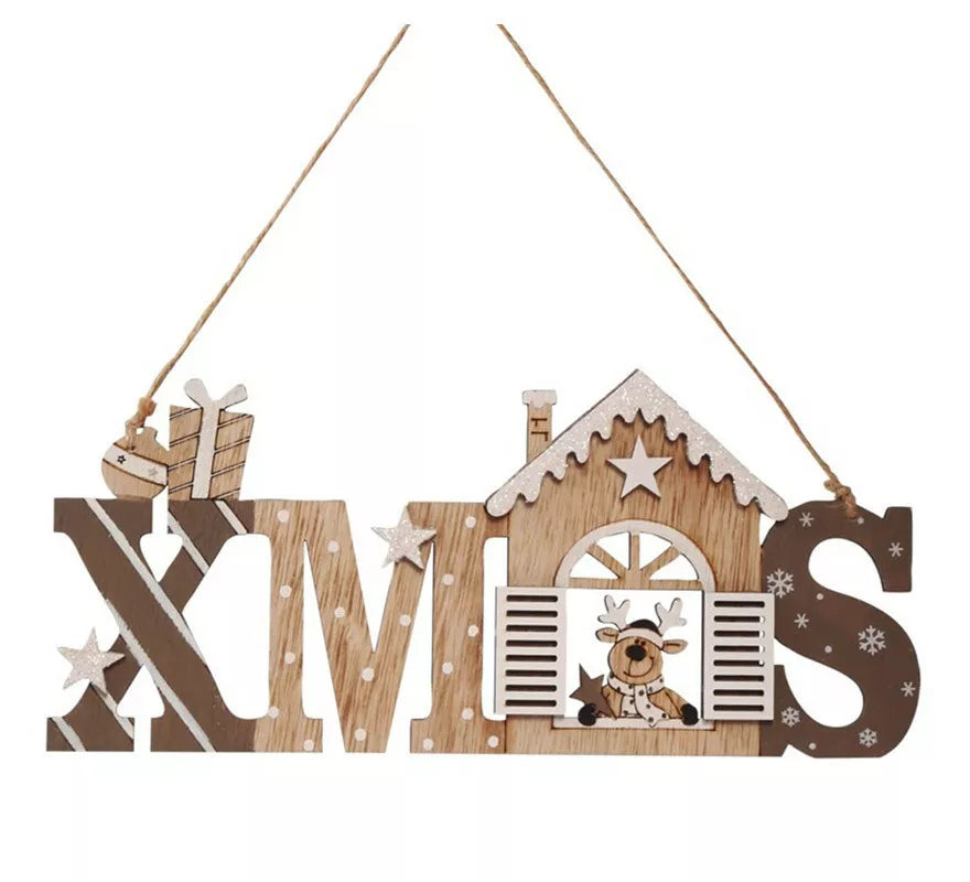 Translation missing: it.Letrero Colgante X Mas de Madera de 5X12 cms