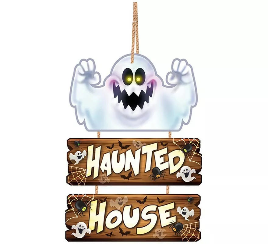 Translation missing: it.Letrero de Madera Haunted House 32x21 cm