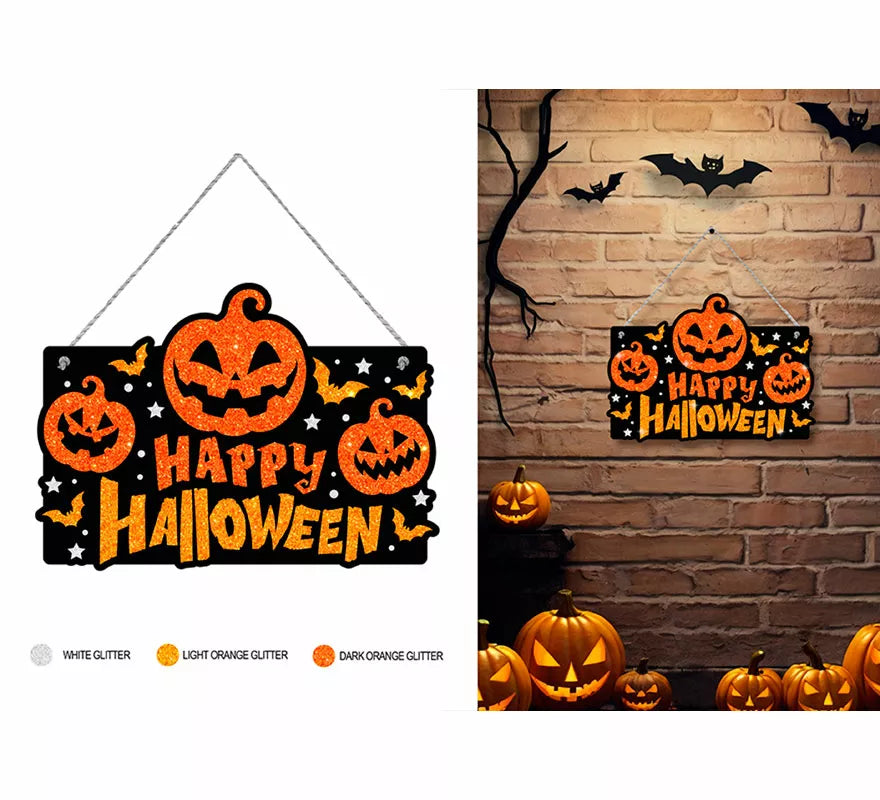 Translation missing: it.Letrero Happy Halloween Calabazas de 37x27 cm