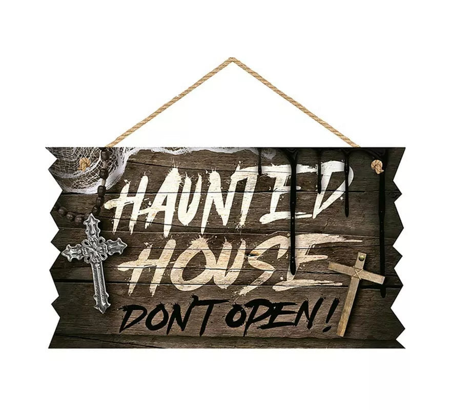 Translation missing: it."Letrero ""Hounted House"" de madera de 35x20 cm "