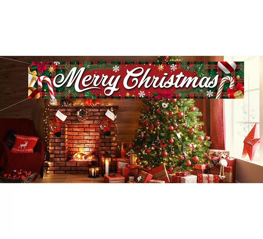 Translation missing: it.Letrero Merry Christmas de tela de 290x50 cm