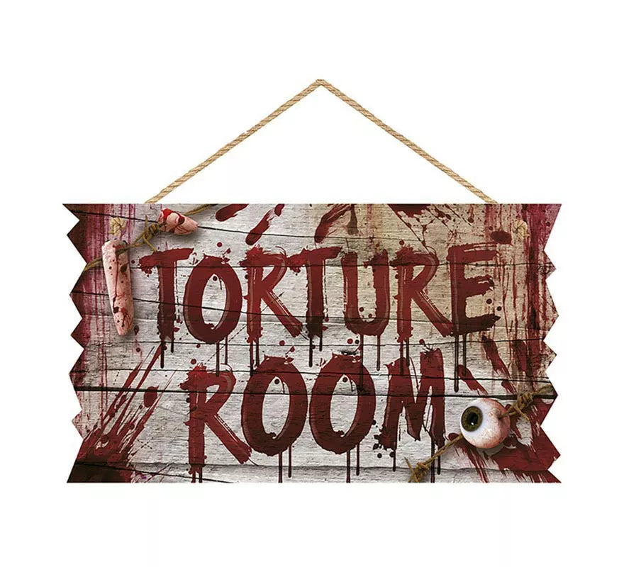 Translation missing: it."Letrero ""Torture Room"" de madera de 35x20 cm "