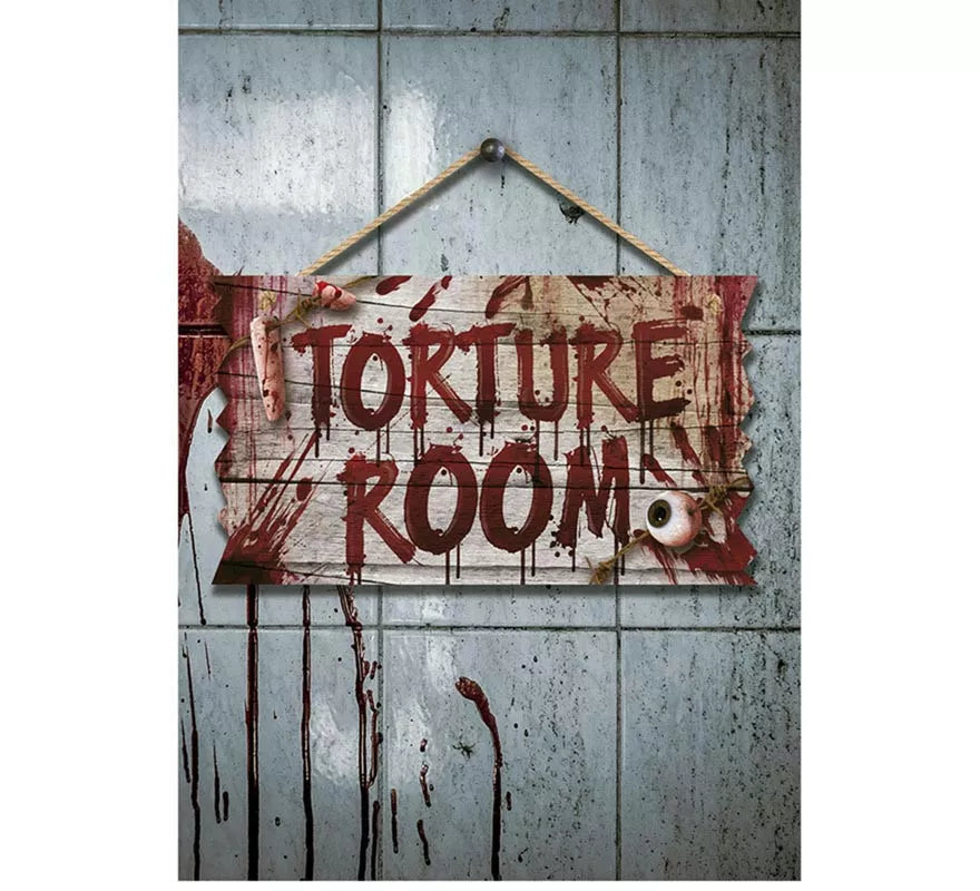 Translation missing: it."Letrero ""Torture Room"" de madera de 35x20 cm "