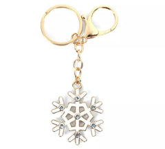 Portachiavi con fiocco di neve bianco 4x4 cm