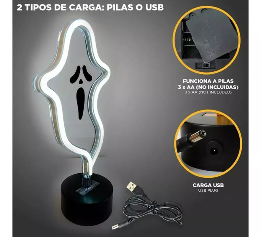 Translation missing: it.Luz neón de Fantasma con Soporte de 17x9x27 cm
