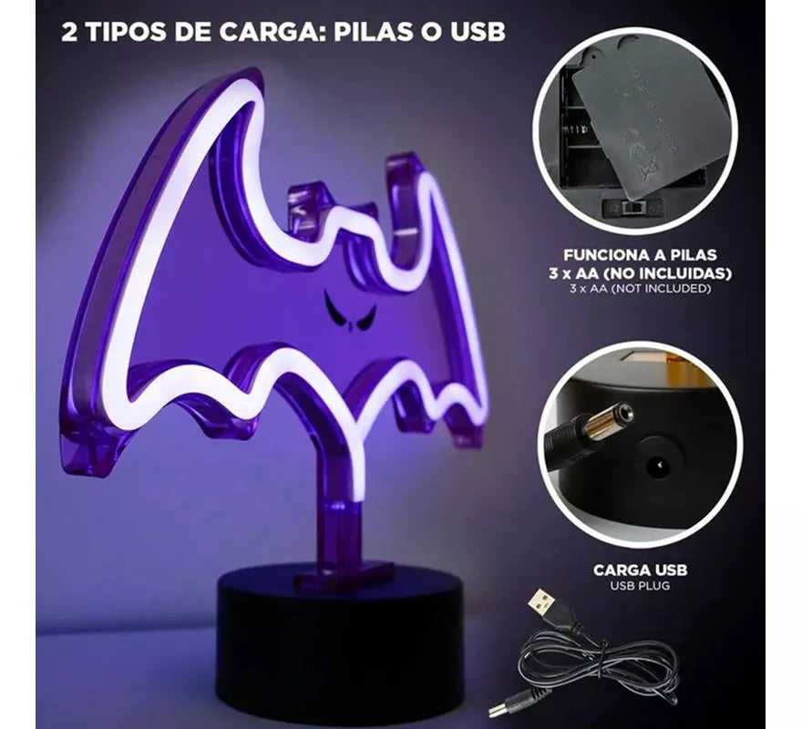 Translation missing: it.Luz neón de Murciélago con Soporte de 27x9x20 cm