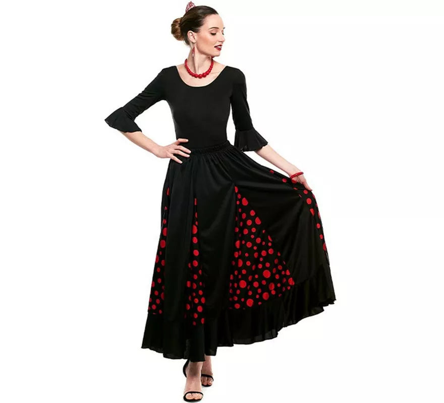 Translation missing: it.Body o maillot Sevillana Licra con Volante negro para mujer
