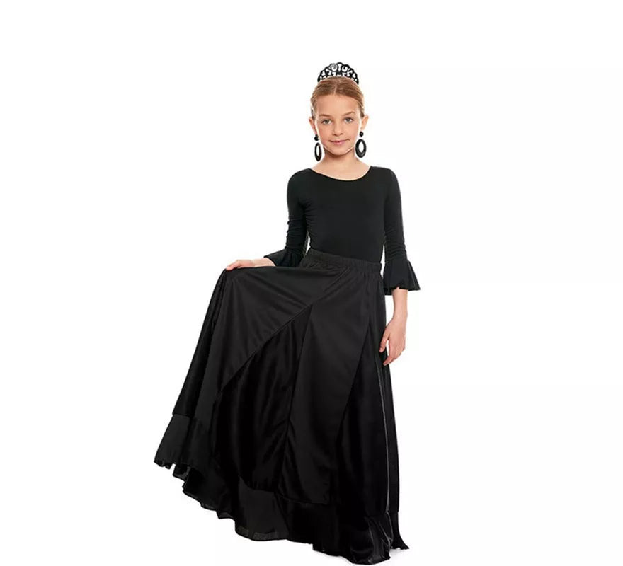 Translation missing: es.Body o maillot Sevillana Licra con Volante negro para niña