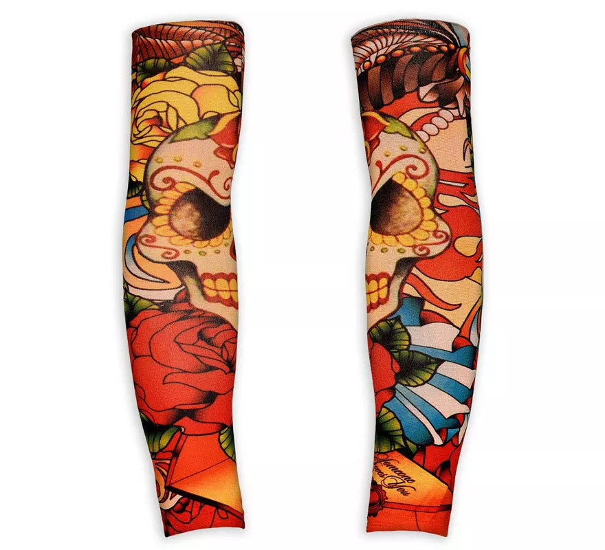 Translation missing: it.Mangas de Tatuaje de Cráneo y Rosas Pin Up Catrina