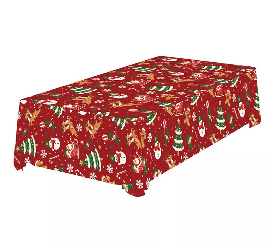 Translation missing: es.Mantel rojo Figuras de Navidad de 137x274 cm