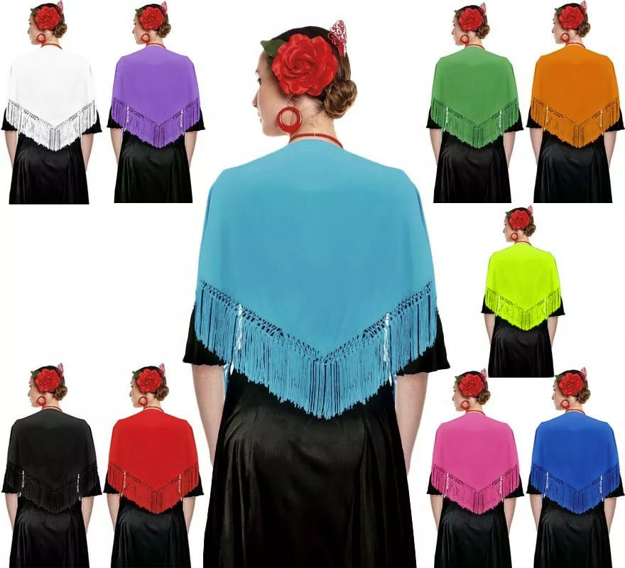 Translation missing: it.Mantón con flecos en varios colores de 120x45